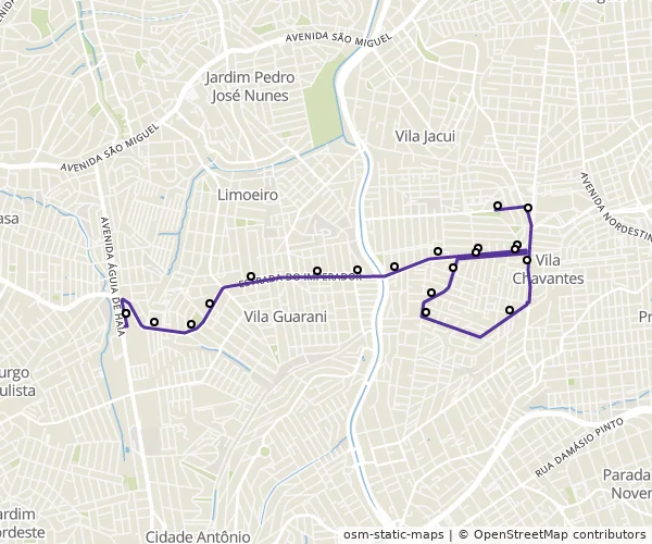 Mapa do itinerário da linha