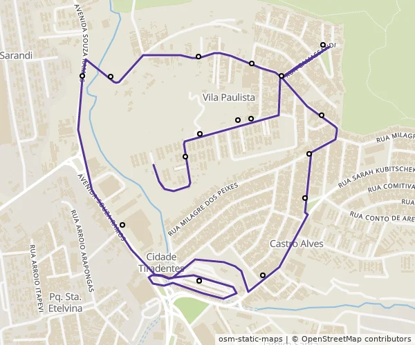 Mapa do itinerário da linha