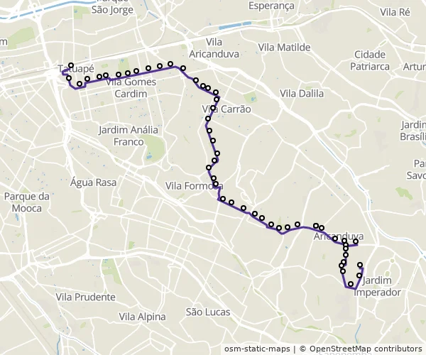 Mapa do itinerário da linha