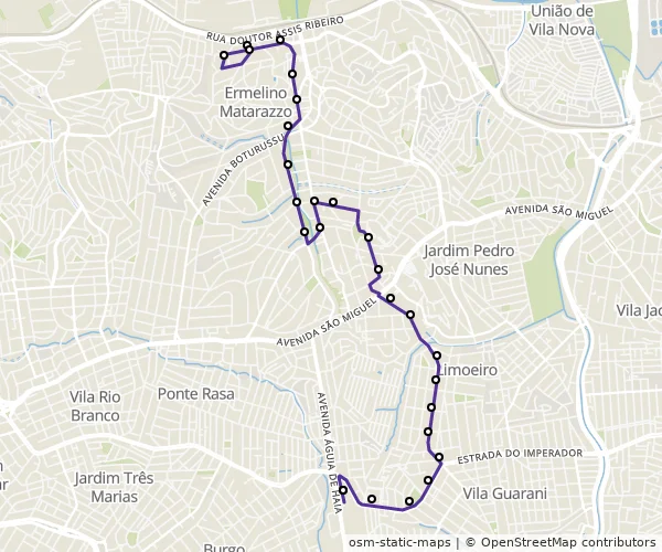 Mapa do itinerário da linha