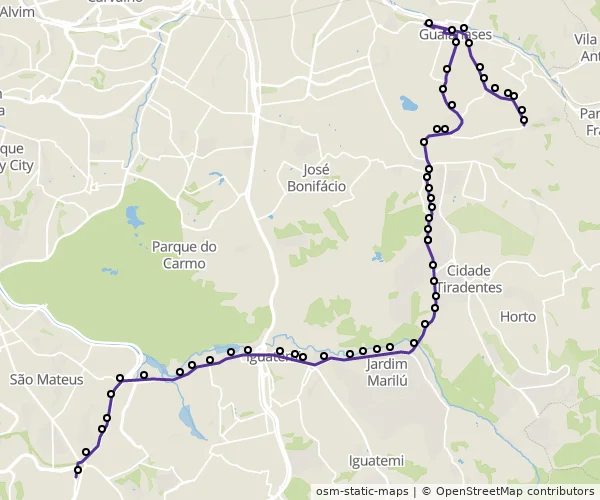Mapa do itinerário da linha