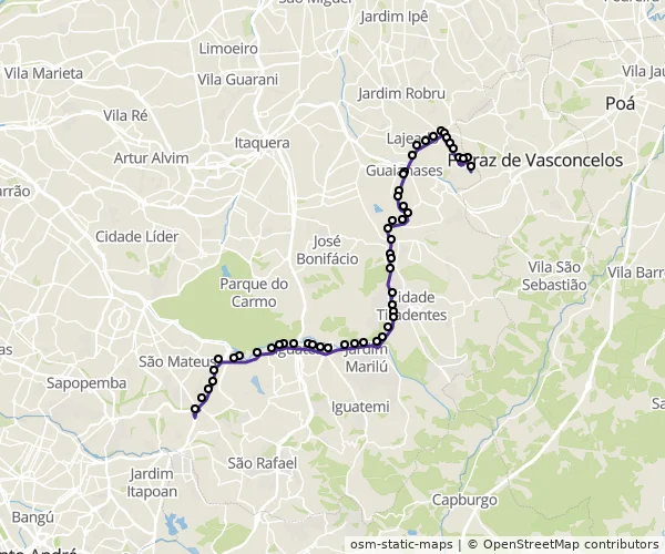 Mapa do itinerário da linha