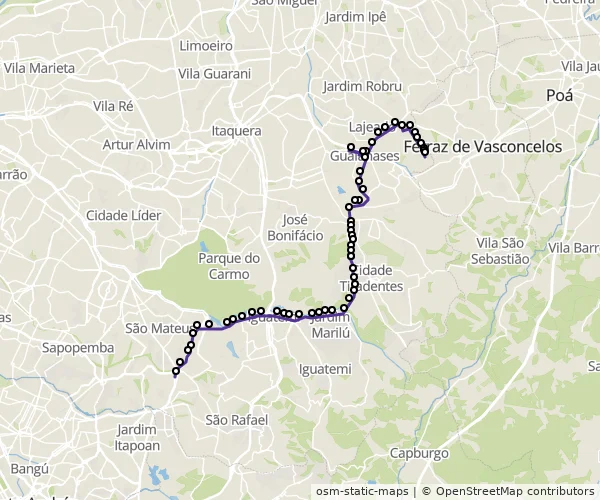 Mapa do itinerário da linha