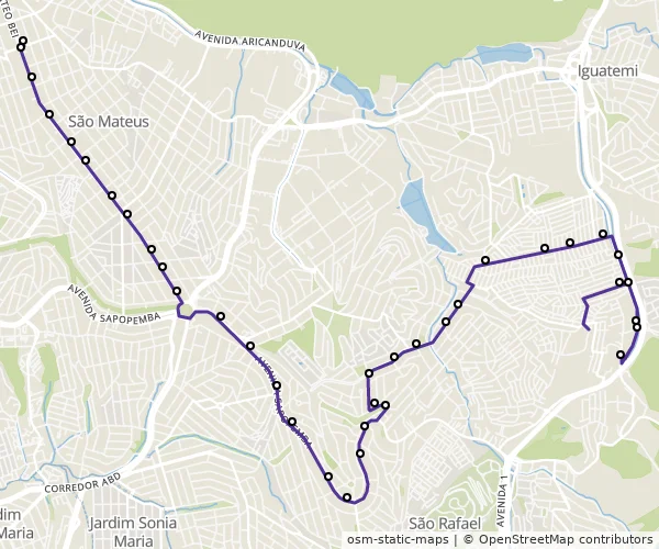 Mapa do itinerário da linha