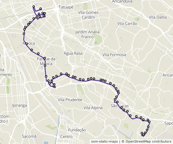 Mapa do itinerário da linha