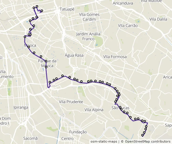 Mapa do itinerário da linha