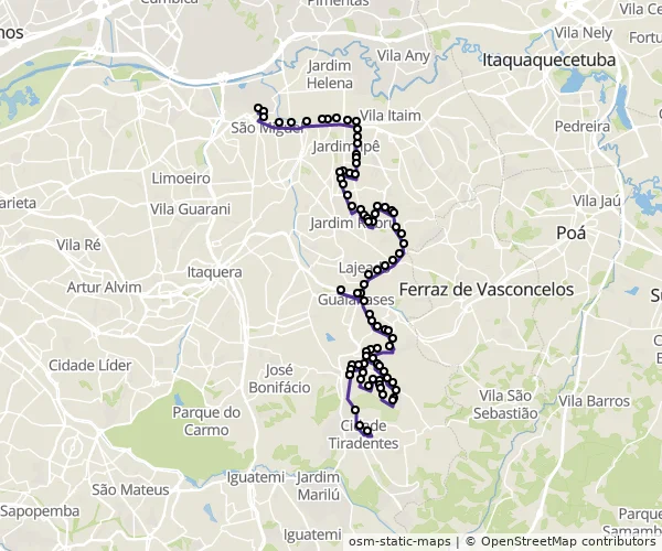 Mapa do itinerário da linha
