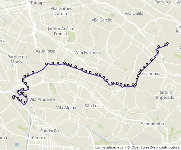 Mapa do itinerário da linha