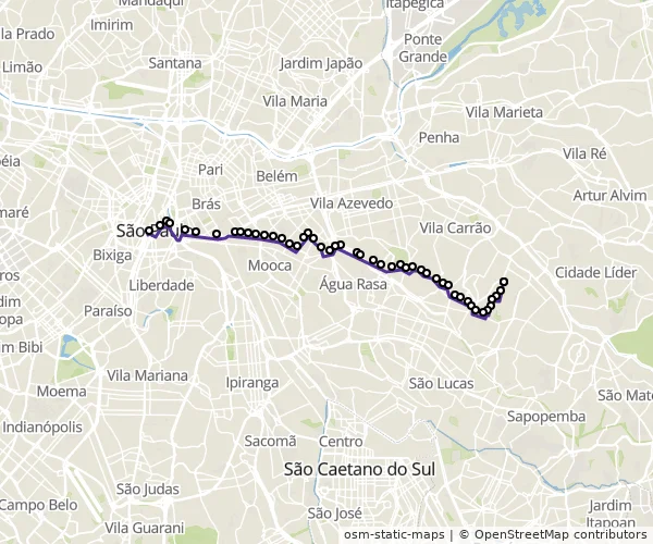 Mapa do itinerário da linha
