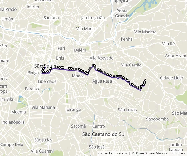 Mapa do itinerário da linha
