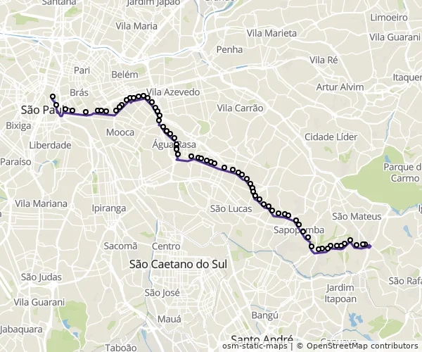 Mapa do itinerário da linha
