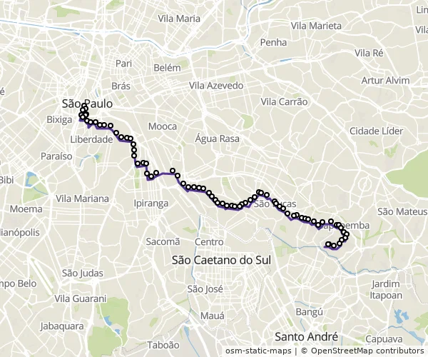 Mapa do itinerário da linha