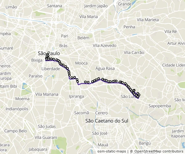 Mapa do itinerário da linha