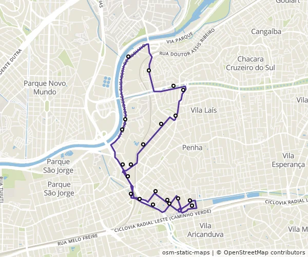 Mapa do itinerário da linha