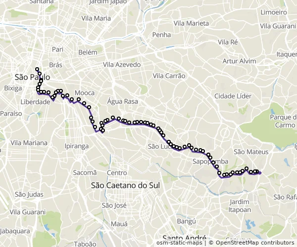 Mapa do itinerário da linha