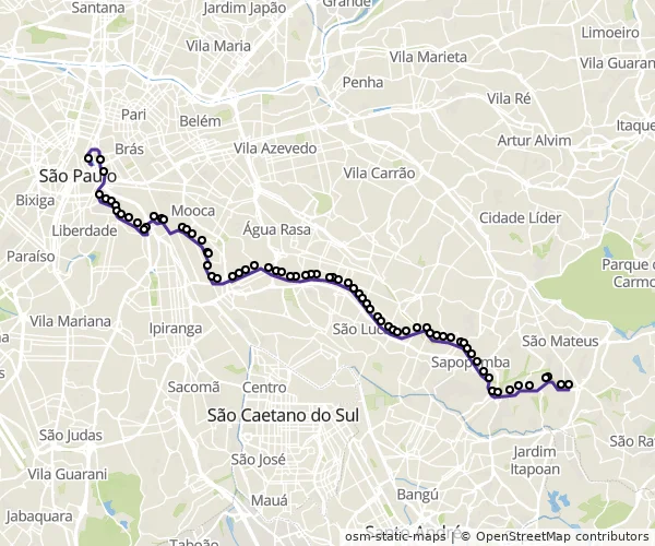 Mapa do itinerário da linha