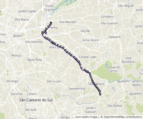 Mapa do itinerário da linha