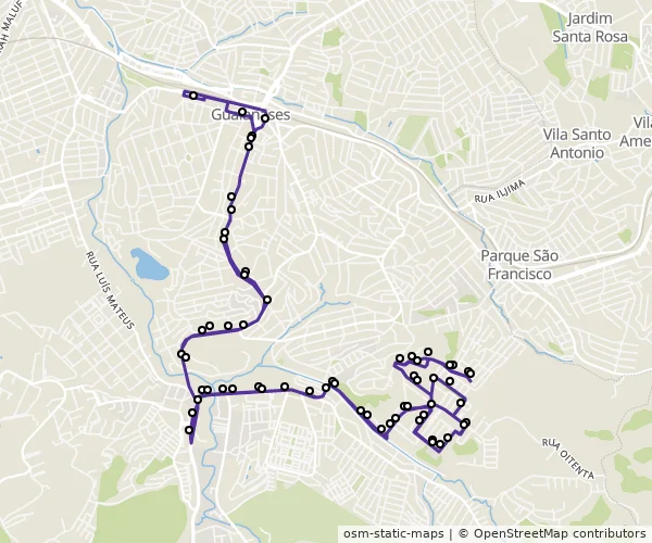 Mapa do itinerário da linha