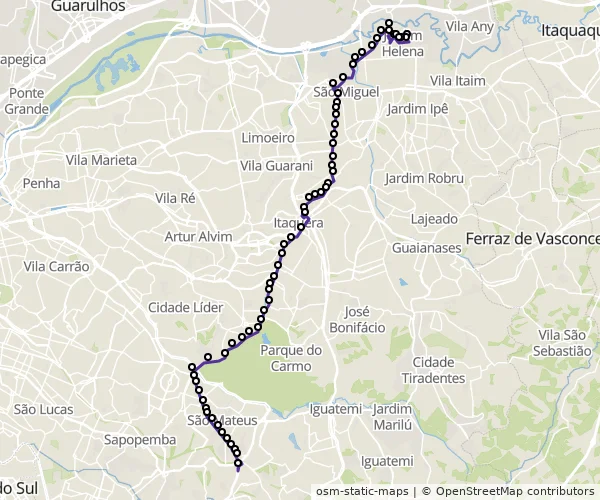 Mapa do itinerário da linha