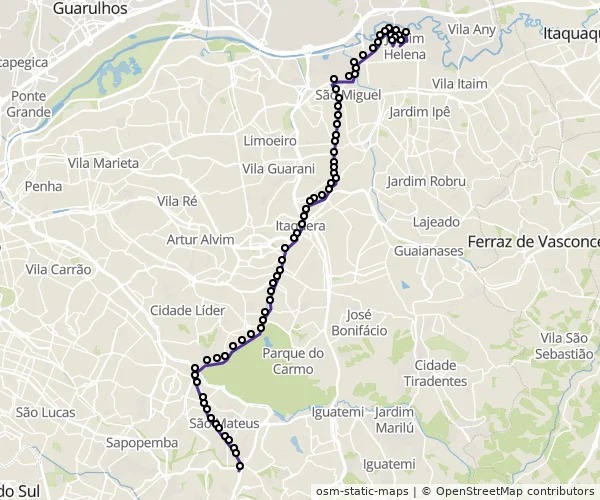 Mapa do itinerário da linha