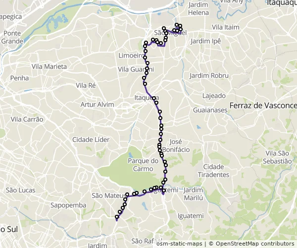 Mapa do itinerário da linha