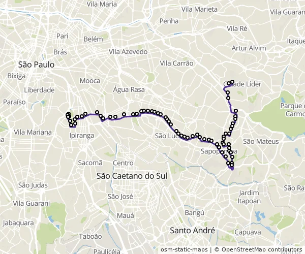 Mapa do itinerário da linha