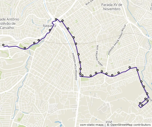 Mapa do itinerário da linha