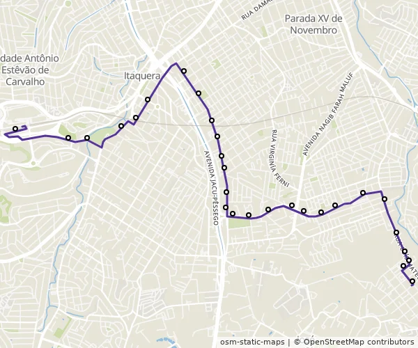 Mapa do itinerário da linha