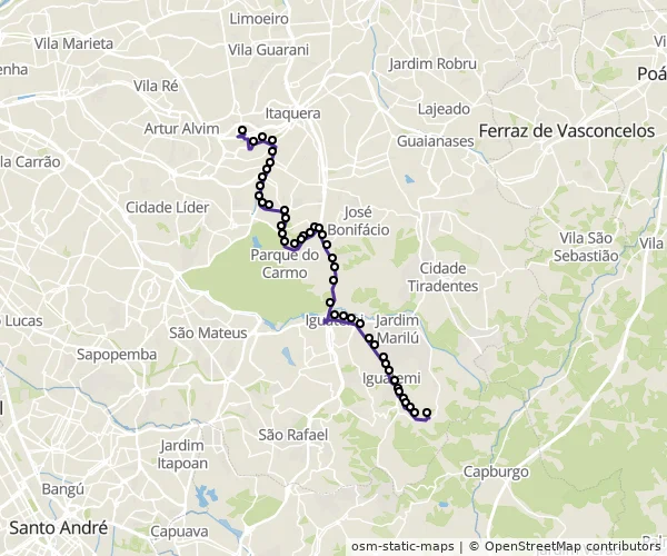 Mapa do itinerário da linha