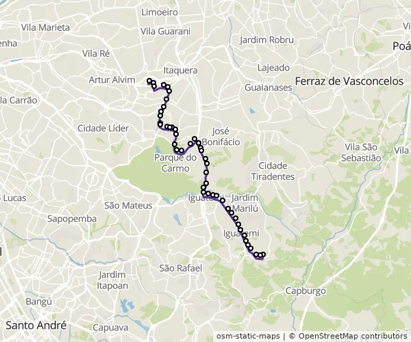 Mapa do itinerário da linha