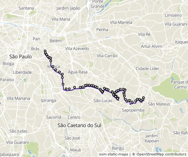 Mapa do itinerário da linha