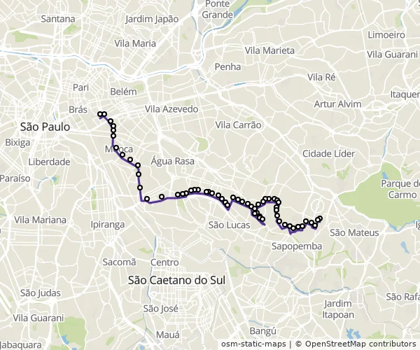 Mapa do itinerário da linha