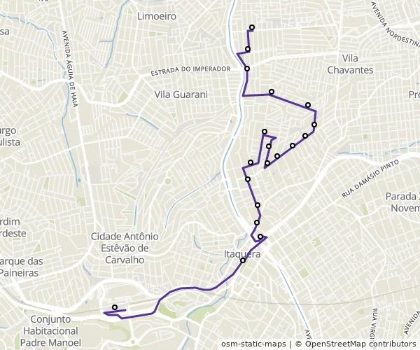 Mapa do itinerário da linha