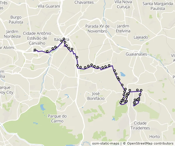 Mapa do itinerário da linha