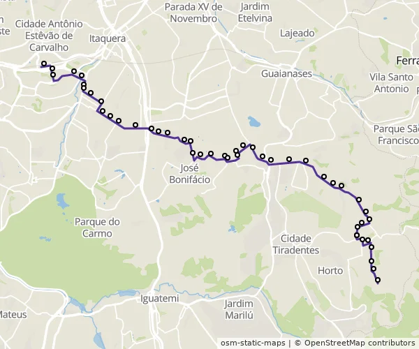 Mapa do itinerário da linha
