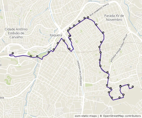 Mapa do itinerário da linha