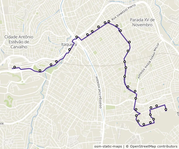 Mapa do itinerário da linha