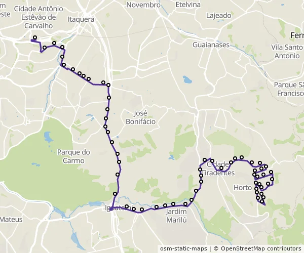 Mapa do itinerário da linha