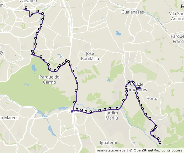 Mapa do itinerário da linha