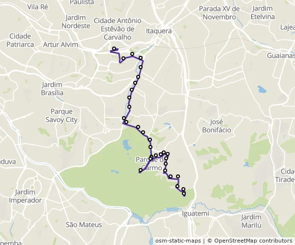 Mapa do itinerário da linha
