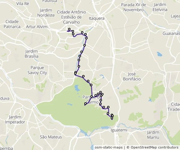 Mapa do itinerário da linha