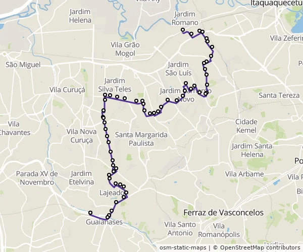 Mapa do itinerário da linha