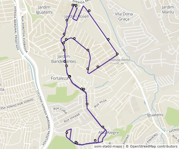 Mapa do itinerário da linha