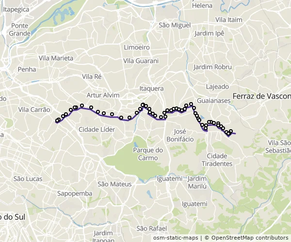 Mapa do itinerário da linha