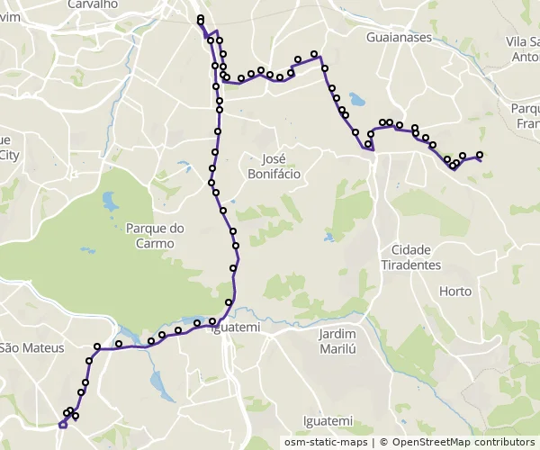 Mapa do itinerário da linha