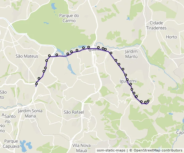 Mapa do itinerário da linha