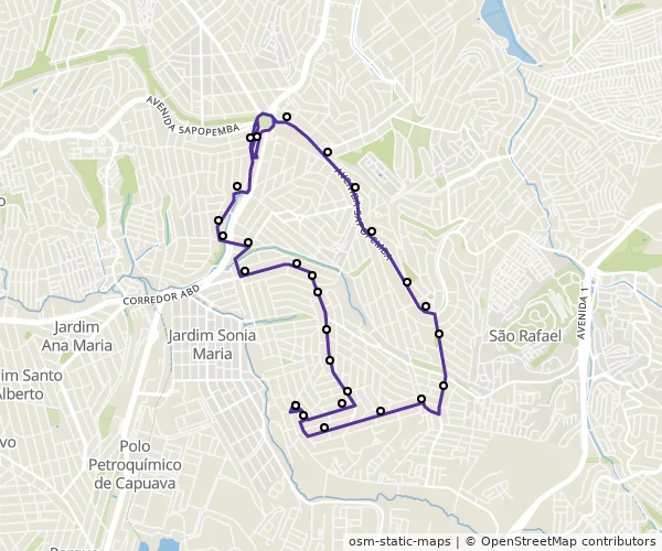 Mapa do itinerário da linha