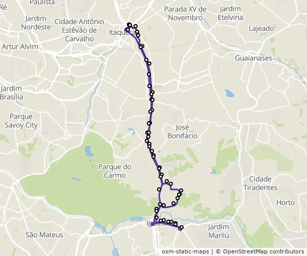 Mapa do itinerário da linha
