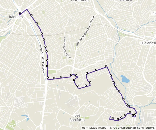 Mapa do itinerário da linha