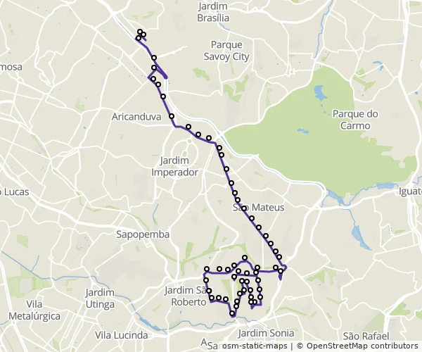 Mapa do itinerário da linha